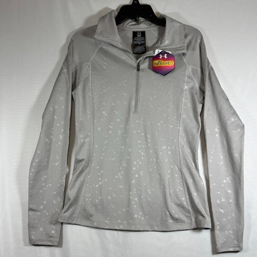 New Under‎ Armour Women's ColdGear Infrared 1/4 Zip Pullover Medium Light Gray